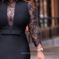 Irregular Black Deep V Neck Plus Size Sexy Bodycon Lace Patchwork Spring African Women Fashion Evening Party Clubwear Dresses